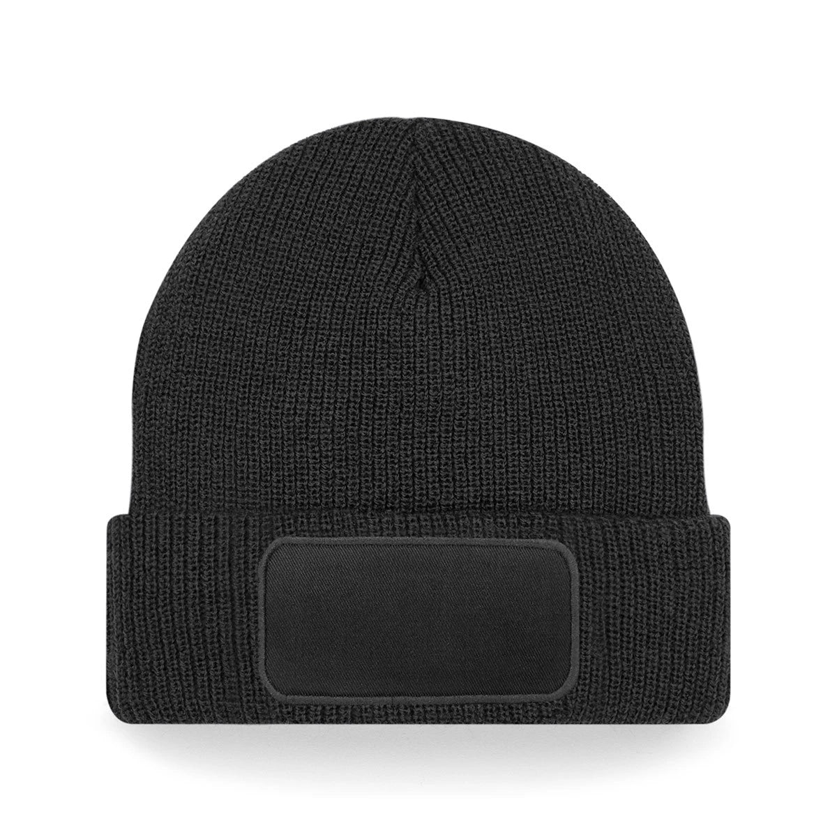 Beechfield B440 Thinsulate™ Patch Beanie – Schwarz – Vorderansicht