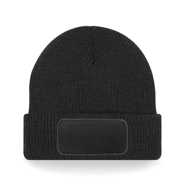 Beechfield B440 Thinsulate™ Patch Beanie – Schwarz – Vorderansicht