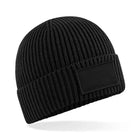 Beechfield B442R Fashion Patch Beanie – Schwarz – Seitenansicht