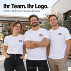 Gestaltungsbeispiel: Team mit weißen Basic T-Shirts und individuellem Brustdruck